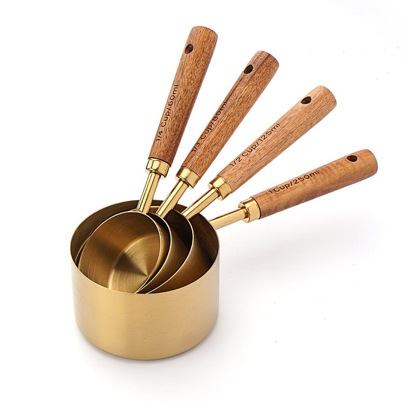 Gold Stainless Steel Measuring Cup Set